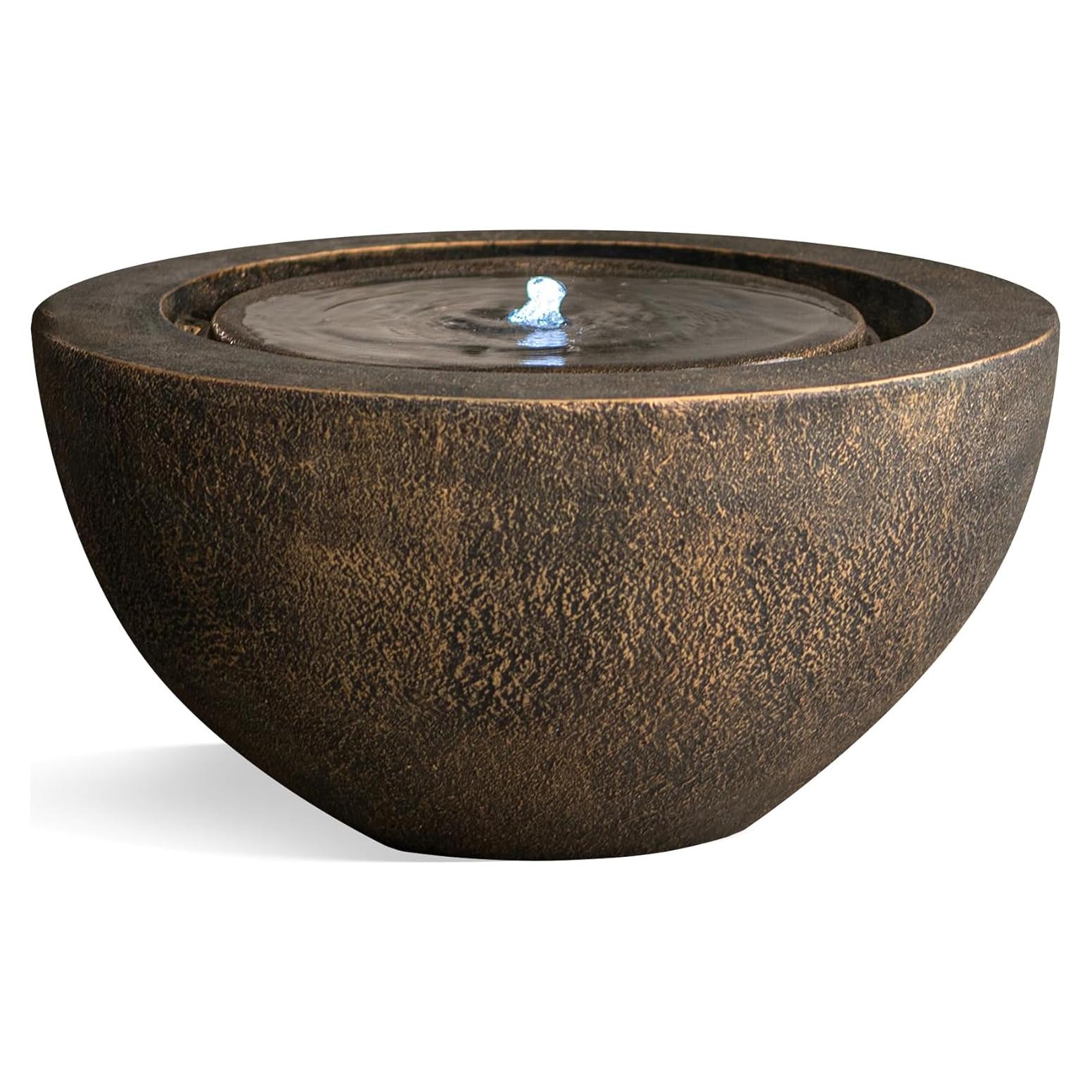 Fuente de Agua Esférica XBrand 50.5 cm con Luz LED Bronce