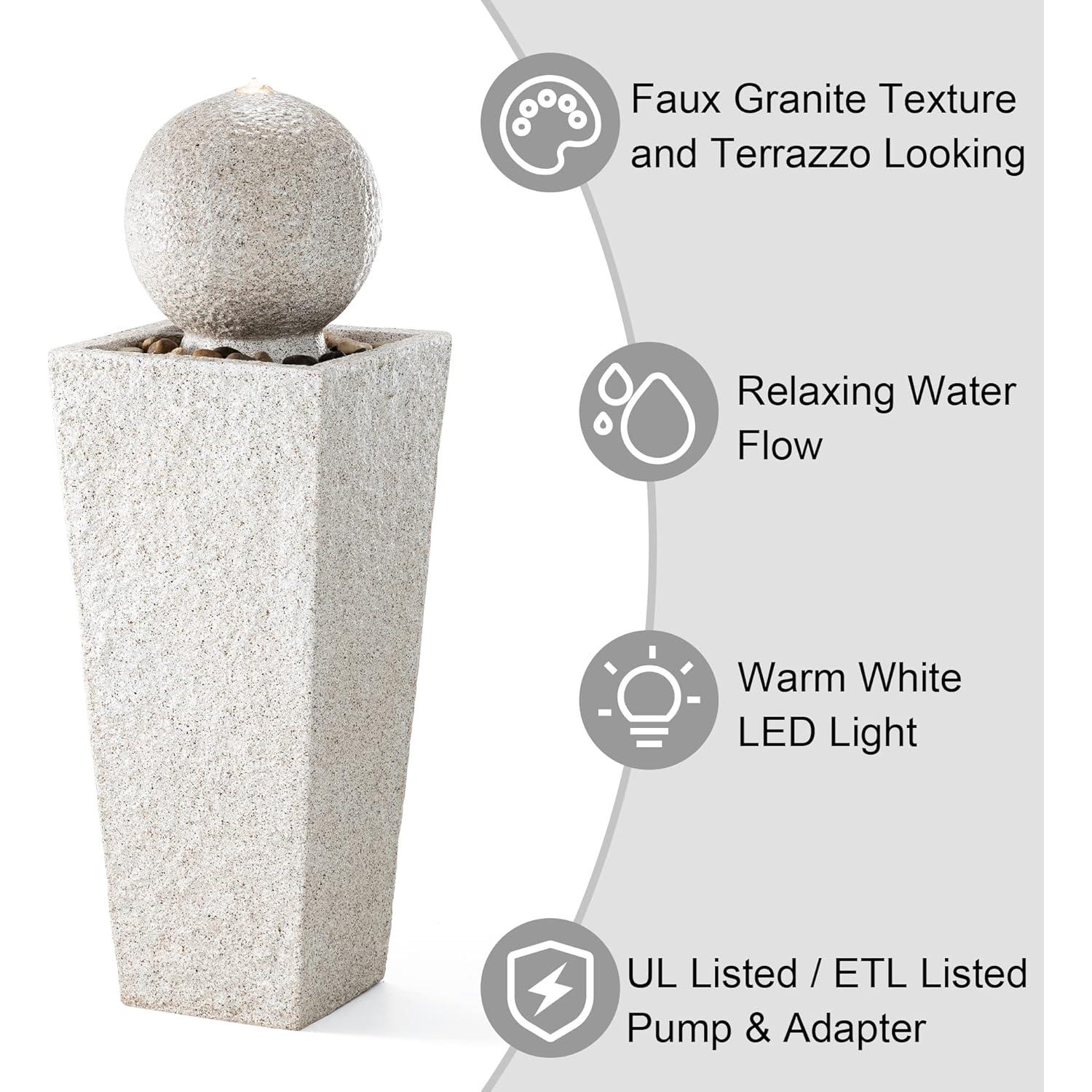 Fuente de Agua Exterior Glitzhome con Luz LED 102.24 cm