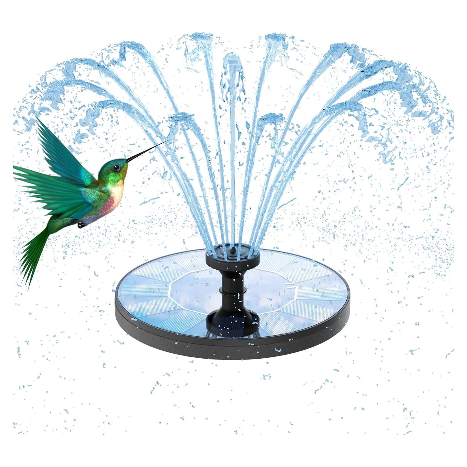 Fuente de Agua Solar AMZtime 1W-2024, 6 Boquillas, 0.20 kg