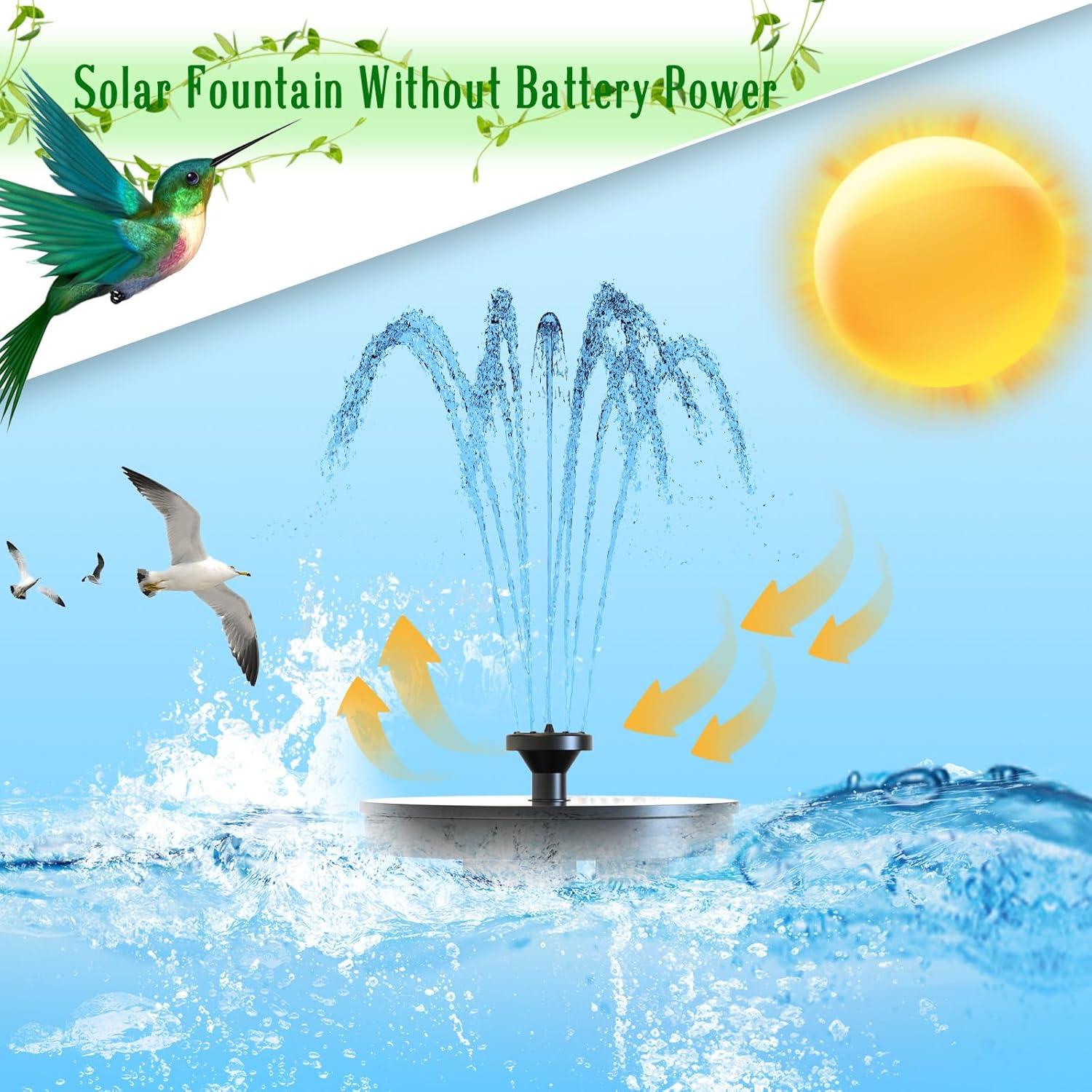 Fuente de Agua Solar AMZtime 1W-2024, 6 Boquillas, 0.20 kg