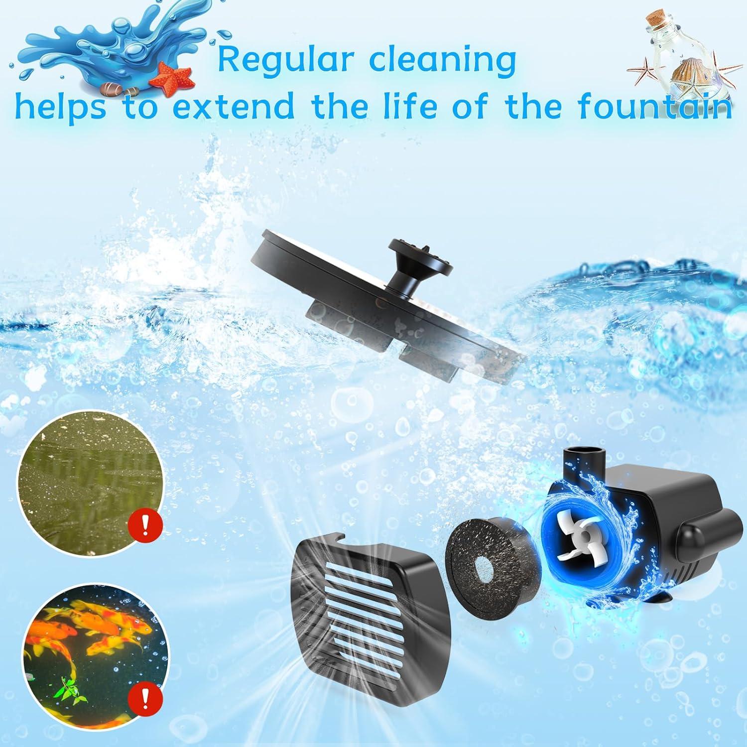 Fuente de Agua Solar AMZtime 1W-2024, 6 Boquillas, 0.20 kg