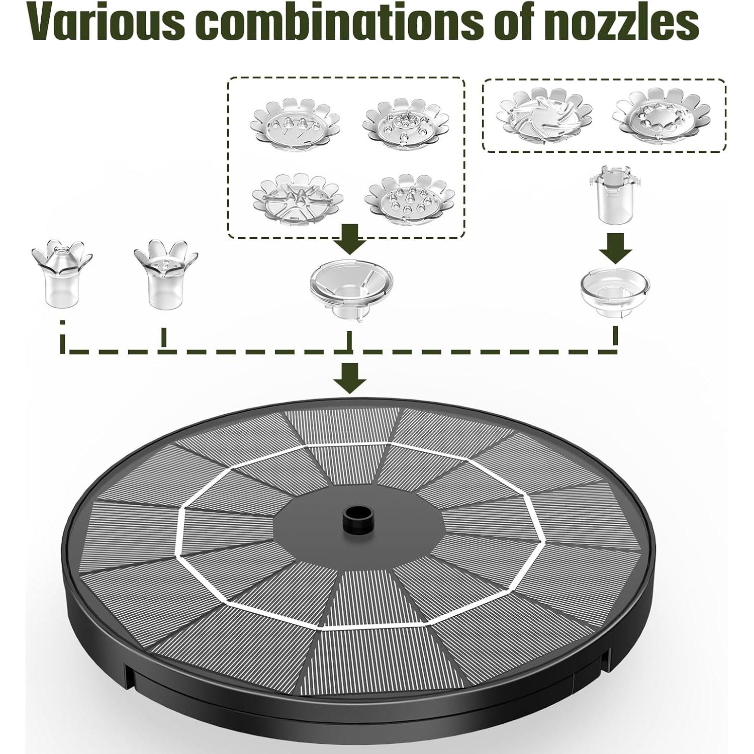 Bomba de Fuente Solar AISITIN 3.5W con Cable de 3m y Boquillas