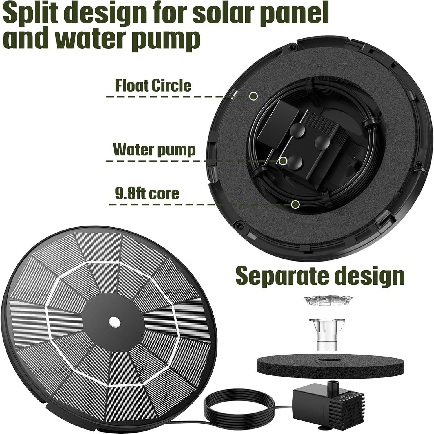 Bomba de Fuente Solar AISITIN 3.5W con Cable de 3m y Boquillas