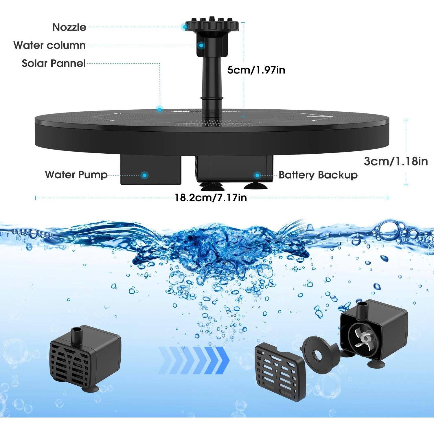 Bomba de Fuente Solar AISITIN 3.5W con Batería 1500mAh
