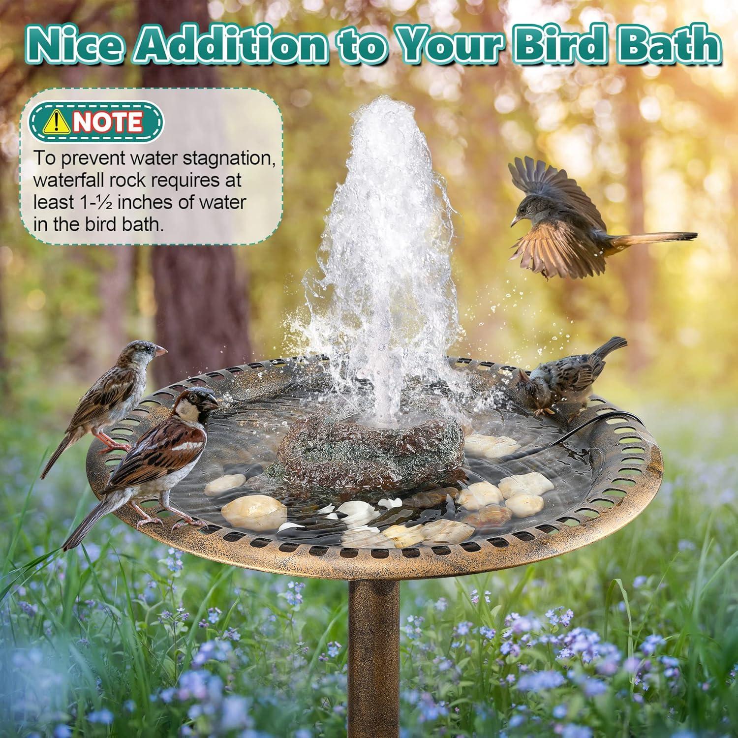 Fuente para Baño de Aves Dreyoo Roca Resina Granito 7W