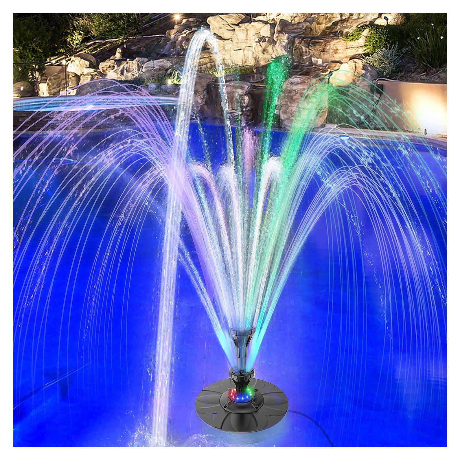 Fuente eléctrica de estanque Yzert con 12 luces coloridas
