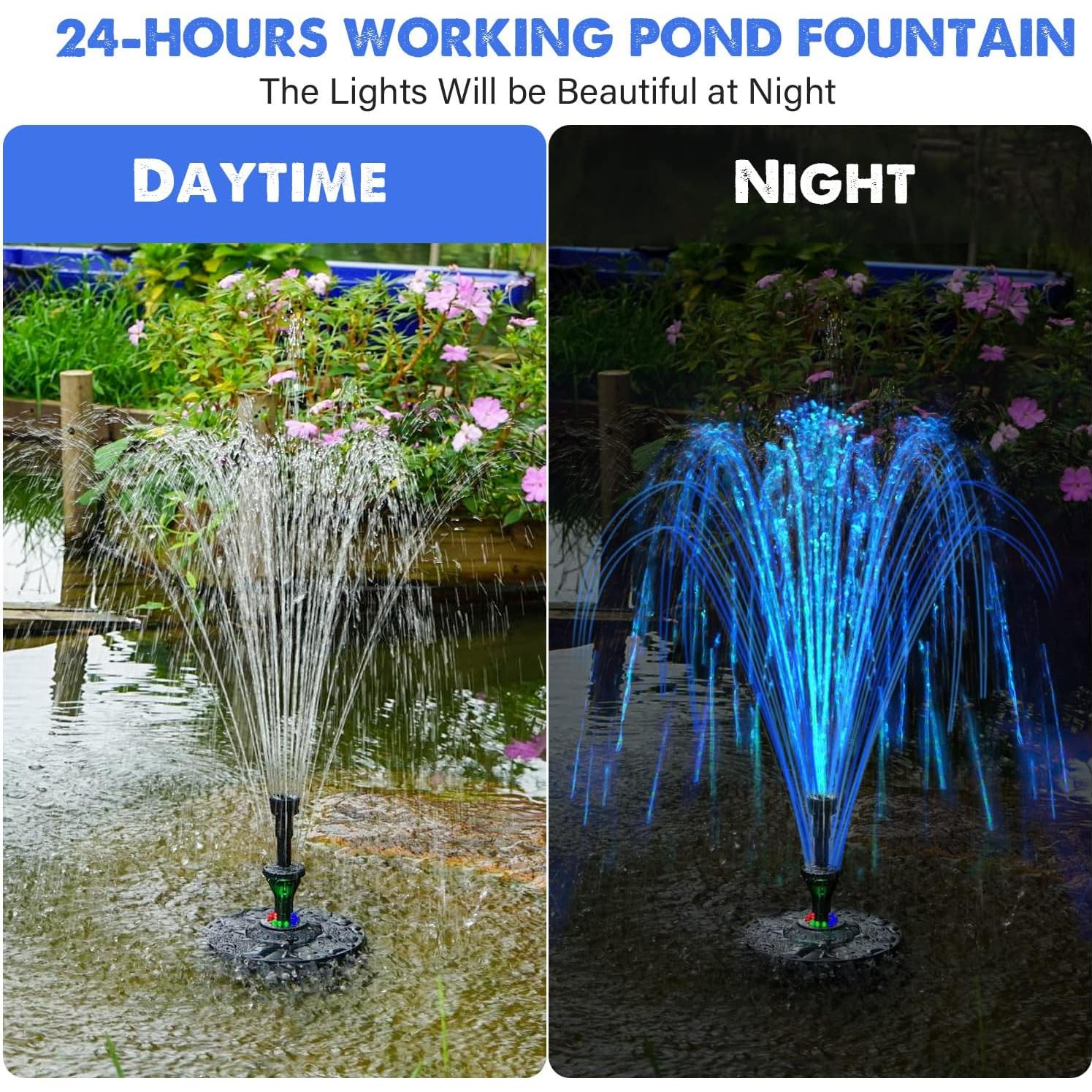 Fuente eléctrica de estanque Yzert con 12 luces coloridas