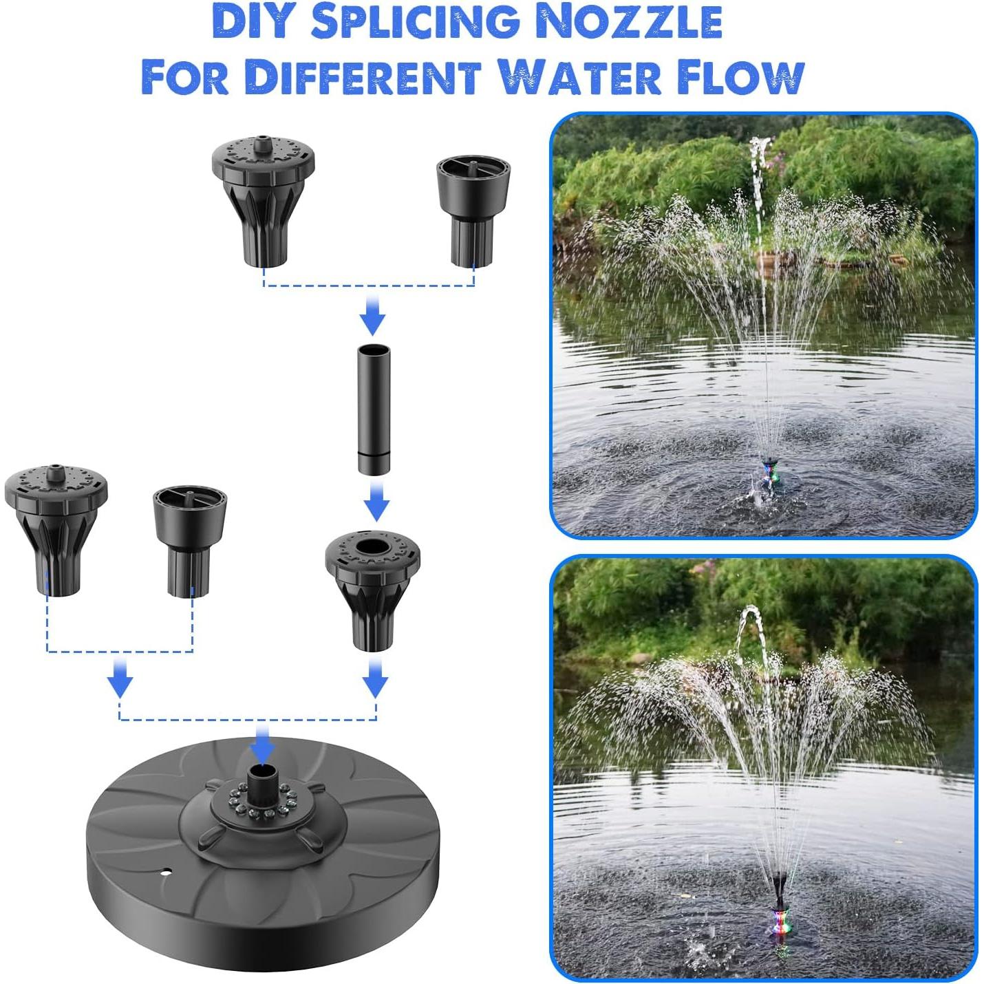 Fuente eléctrica de estanque Yzert con 12 luces coloridas