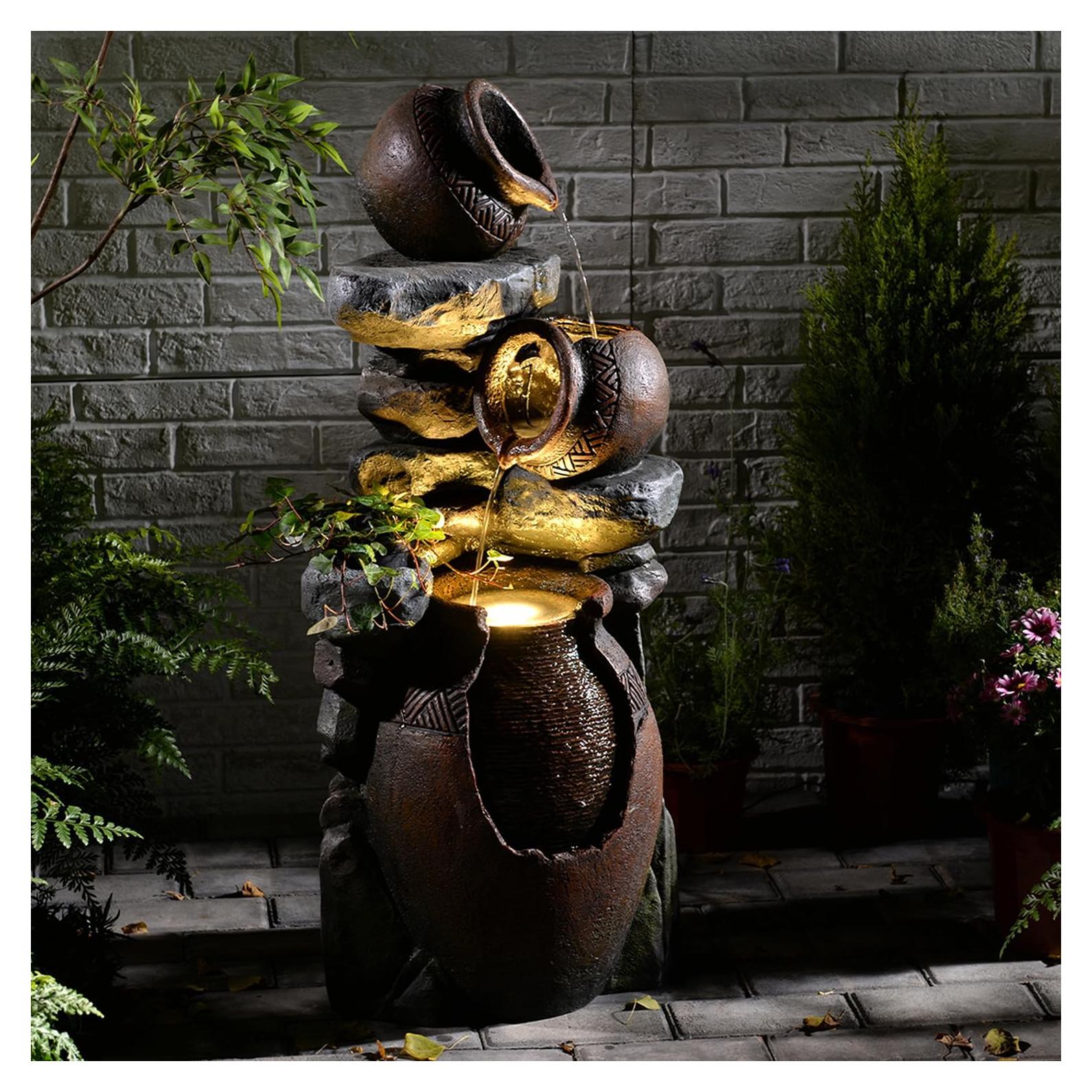 Fuente de Agua Exterior Bumilgar 3 Niveles 97.4 cm con Luces LED