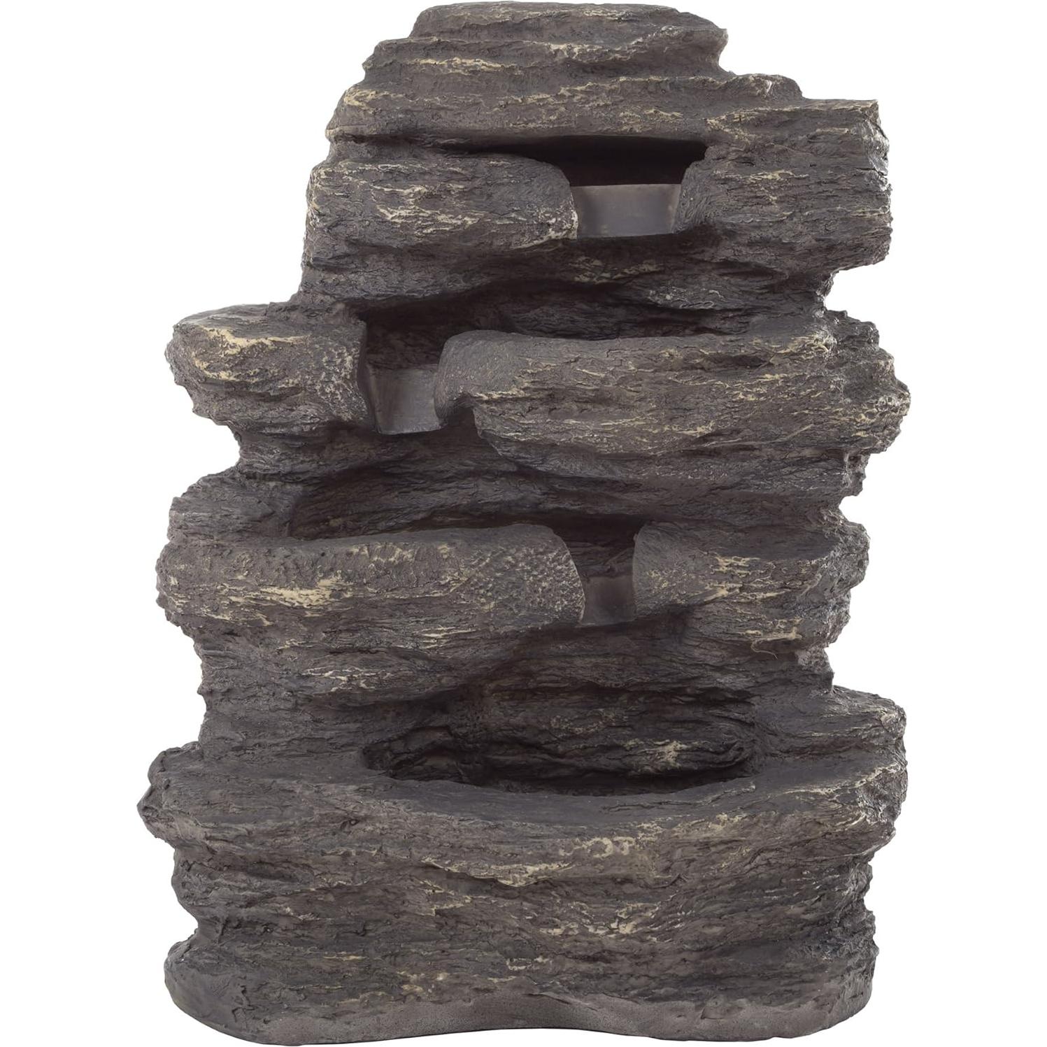 Fuente de Agua Exterior 3 Niveles Pure Garden - Cascada Natural Gris