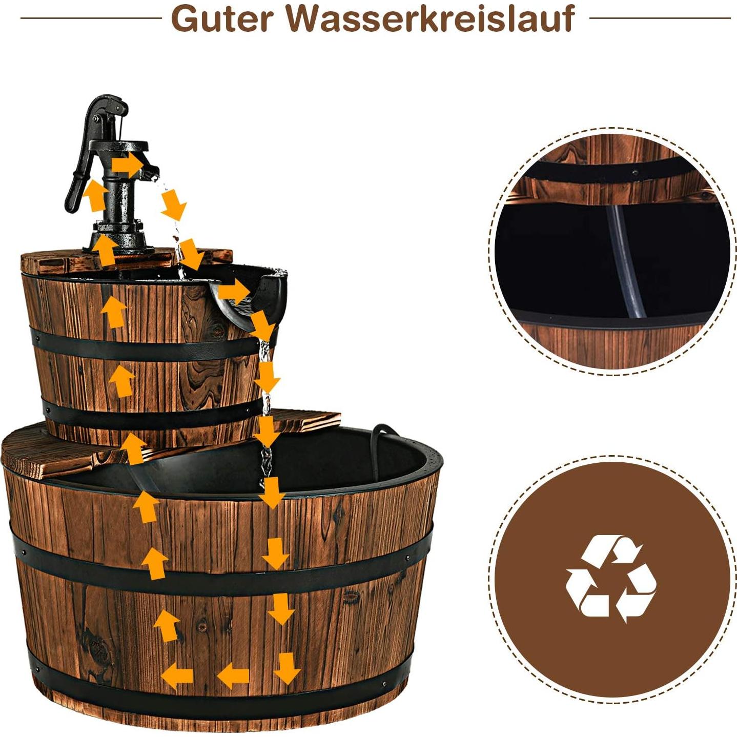 Fuente de Agua Exterior Tangkula 2 Niveles Madera Abeto 11.4L