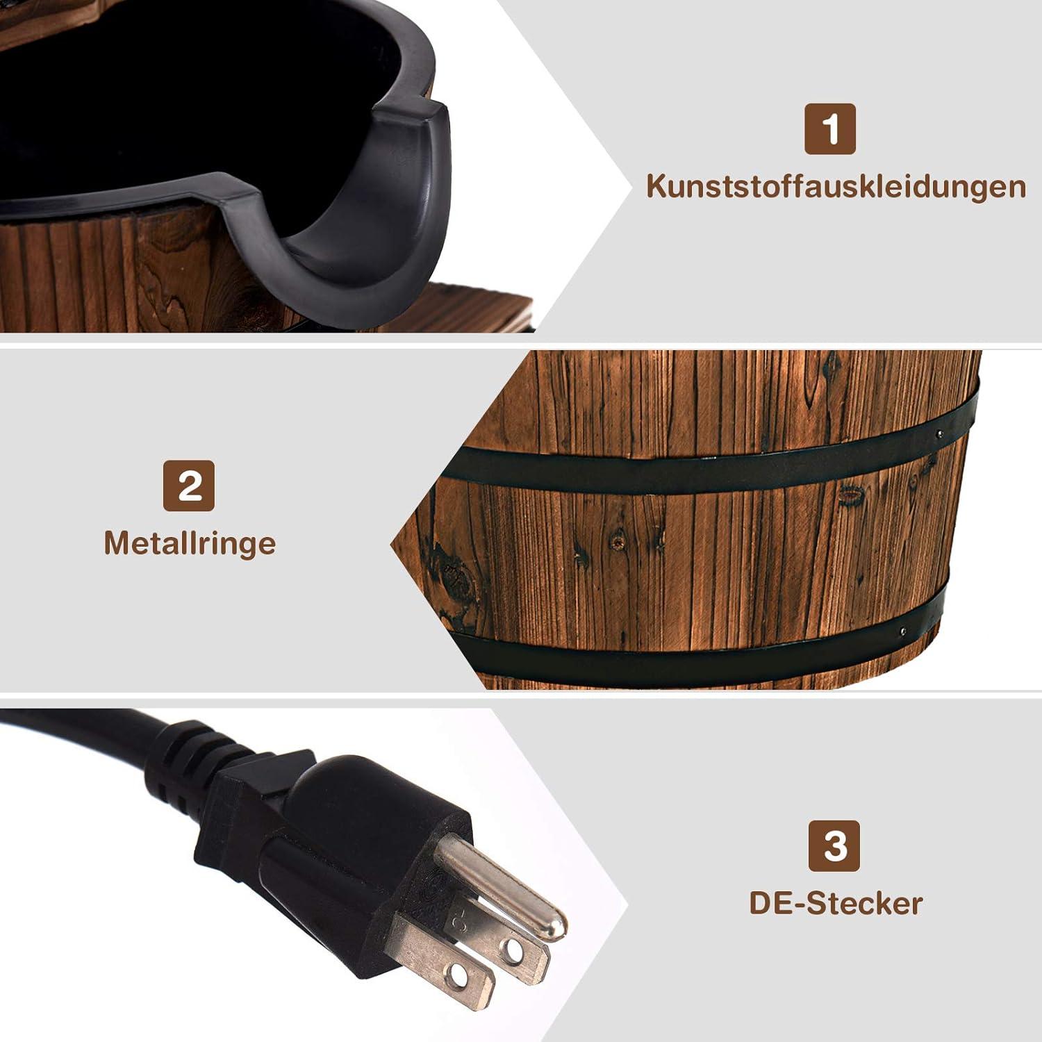 Fuente de Agua Exterior Tangkula 2 Niveles Madera Abeto 11.4L