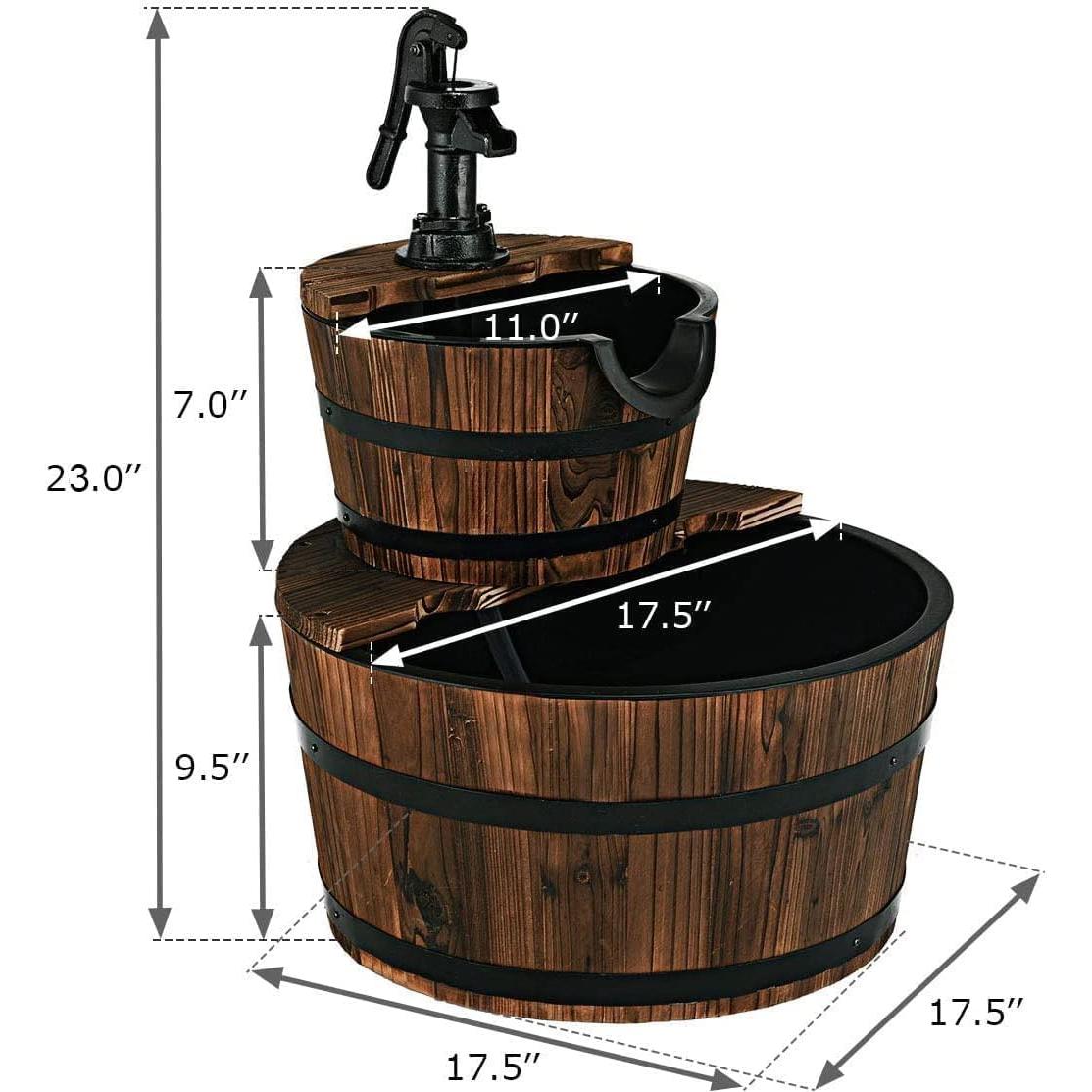 Fuente de Agua Exterior Tangkula 2 Niveles Madera Abeto 11.4L