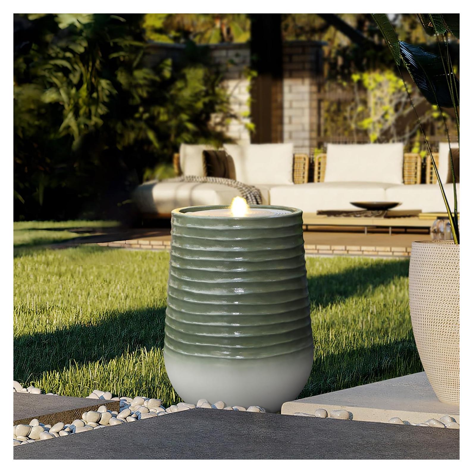 Fuente de Agua LuxenHome 50.5 cm Exterior con Luz LED