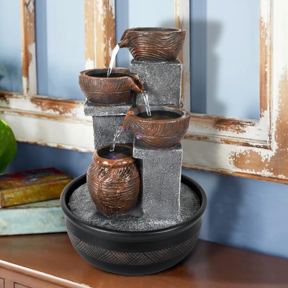 Fuente de Agua de Escritorio Agoodping con Luces LED 40cm