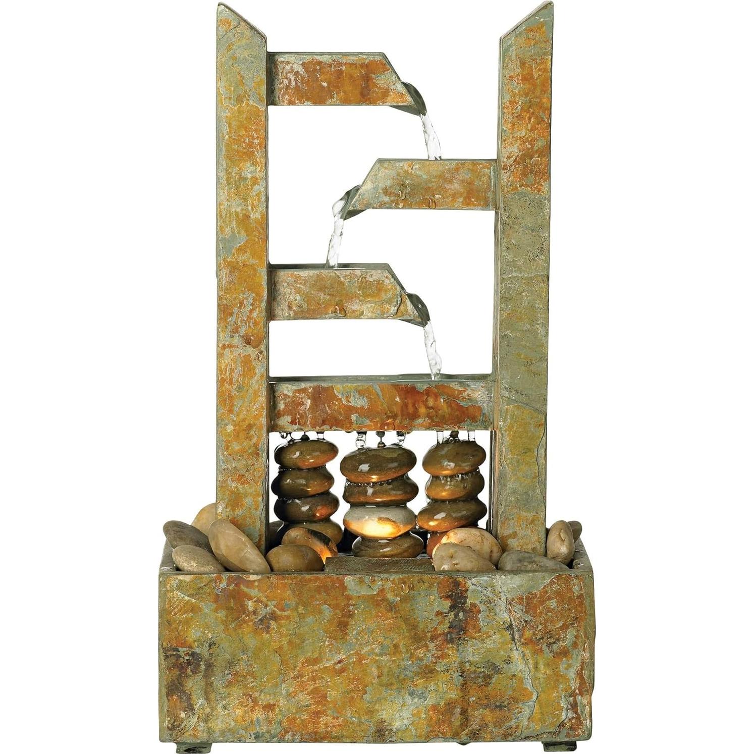 Fuente de Mesa Zen John Timberland 43.8 cm Pizarra Iluminada