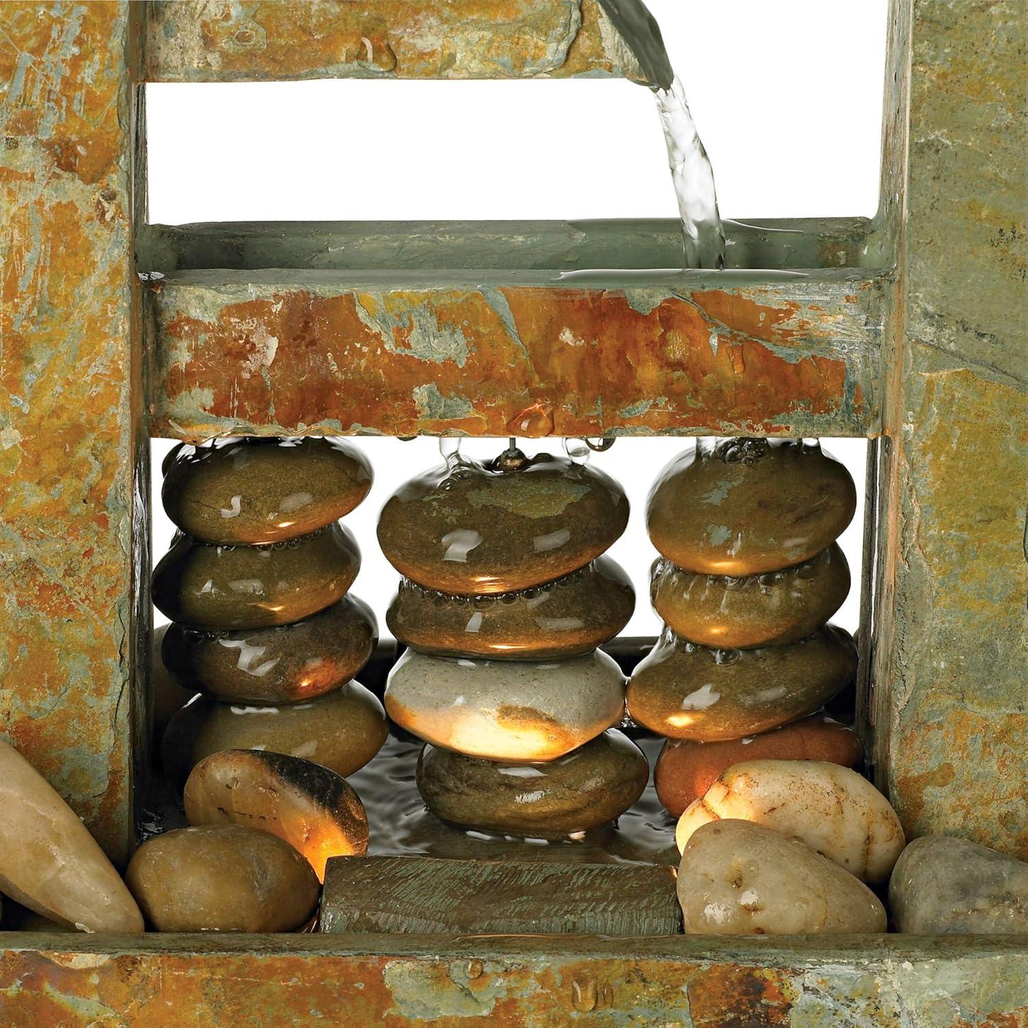 Fuente de Mesa Zen John Timberland 43.8 cm Pizarra Iluminada