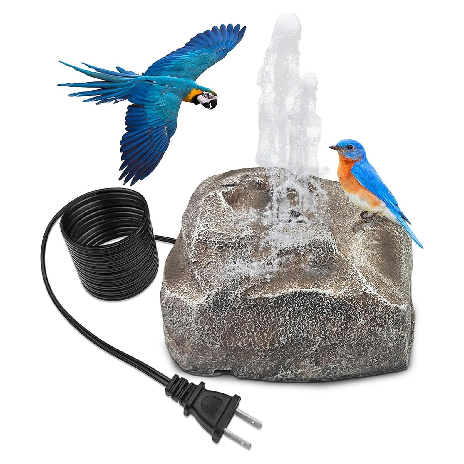 Fuente de Baño para Pájaros WEIYOONS Roca Gris con Bomba Eléctrica