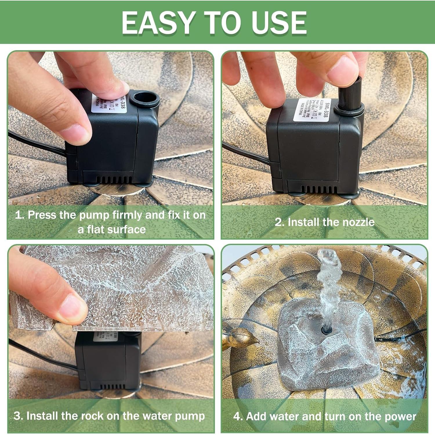 Fuente de Baño para Pájaros WEIYOONS Roca Gris con Bomba Eléctrica