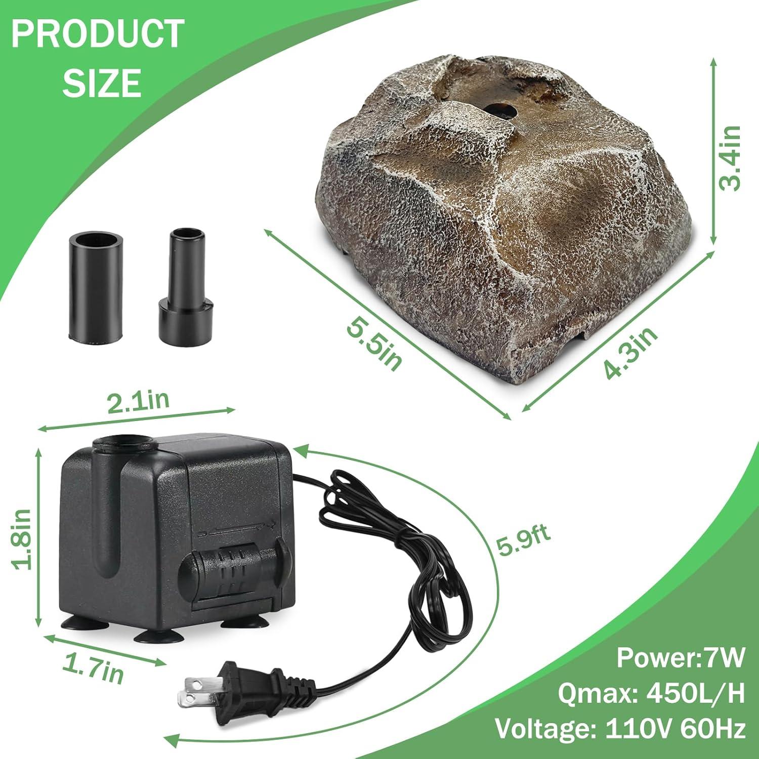 Fuente de Baño para Pájaros WEIYOONS Roca Gris con Bomba Eléctrica