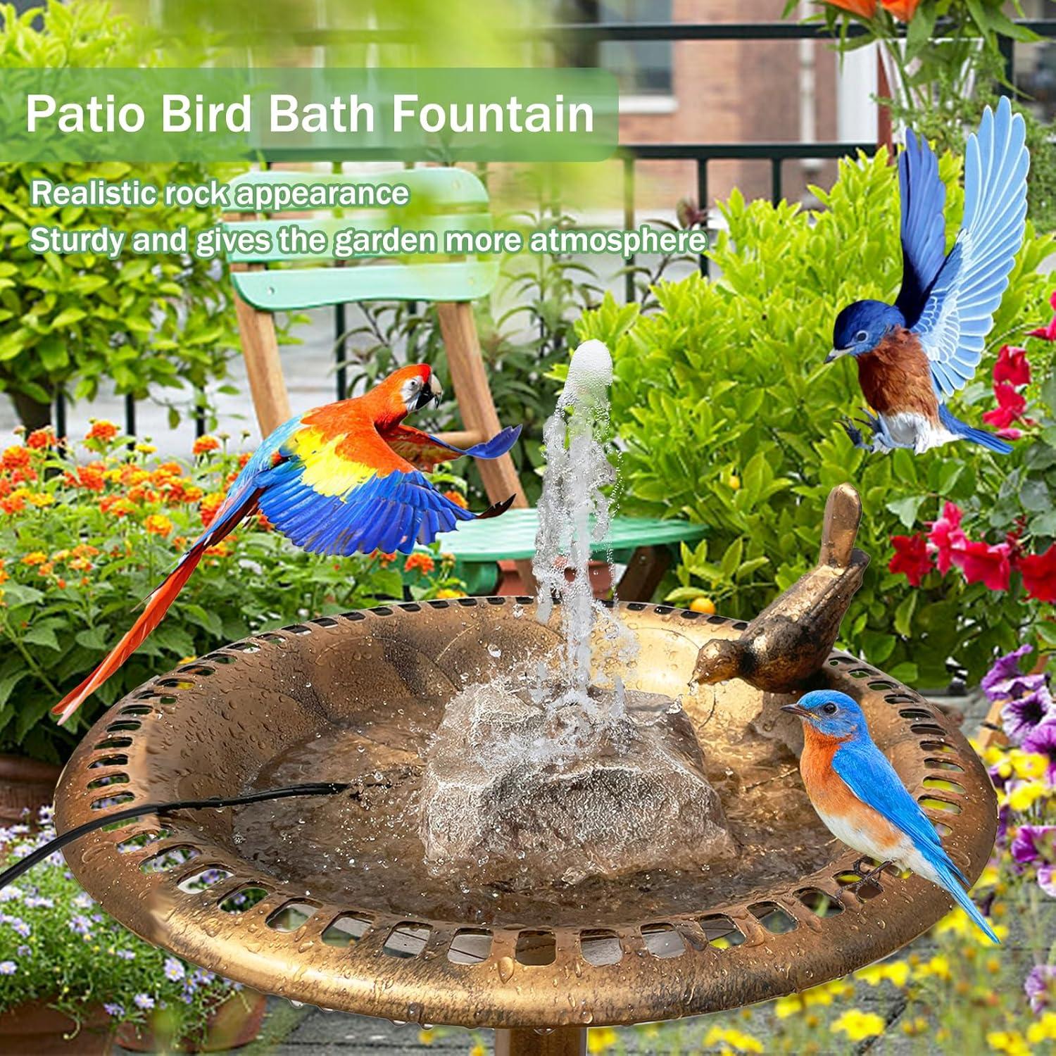 Fuente de Baño para Pájaros WEIYOONS Roca Gris con Bomba Eléctrica