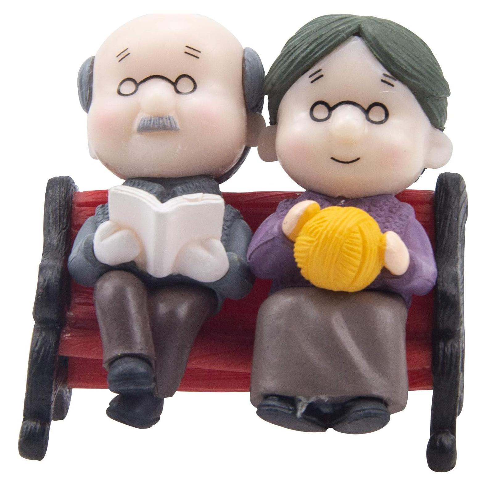 Mini Banco de Parque ODDIER Abuelo y Abuela Decoración Jardín