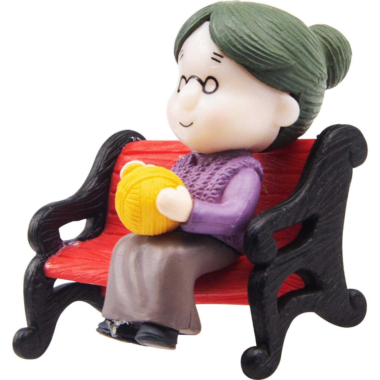 Mini Banco de Parque ODDIER Abuelo y Abuela Decoración Jardín