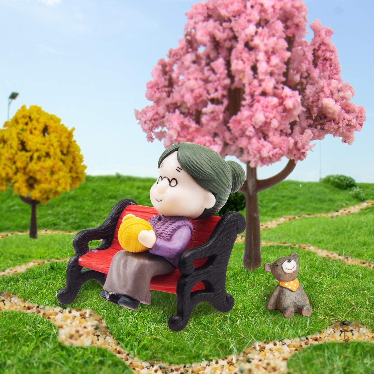 Mini Banco de Parque ODDIER Abuelo y Abuela Decoración Jardín