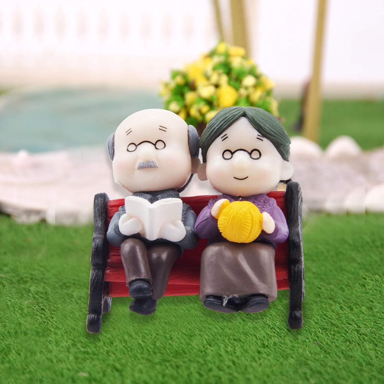 Mini Banco de Parque ODDIER Abuelo y Abuela Decoración Jardín