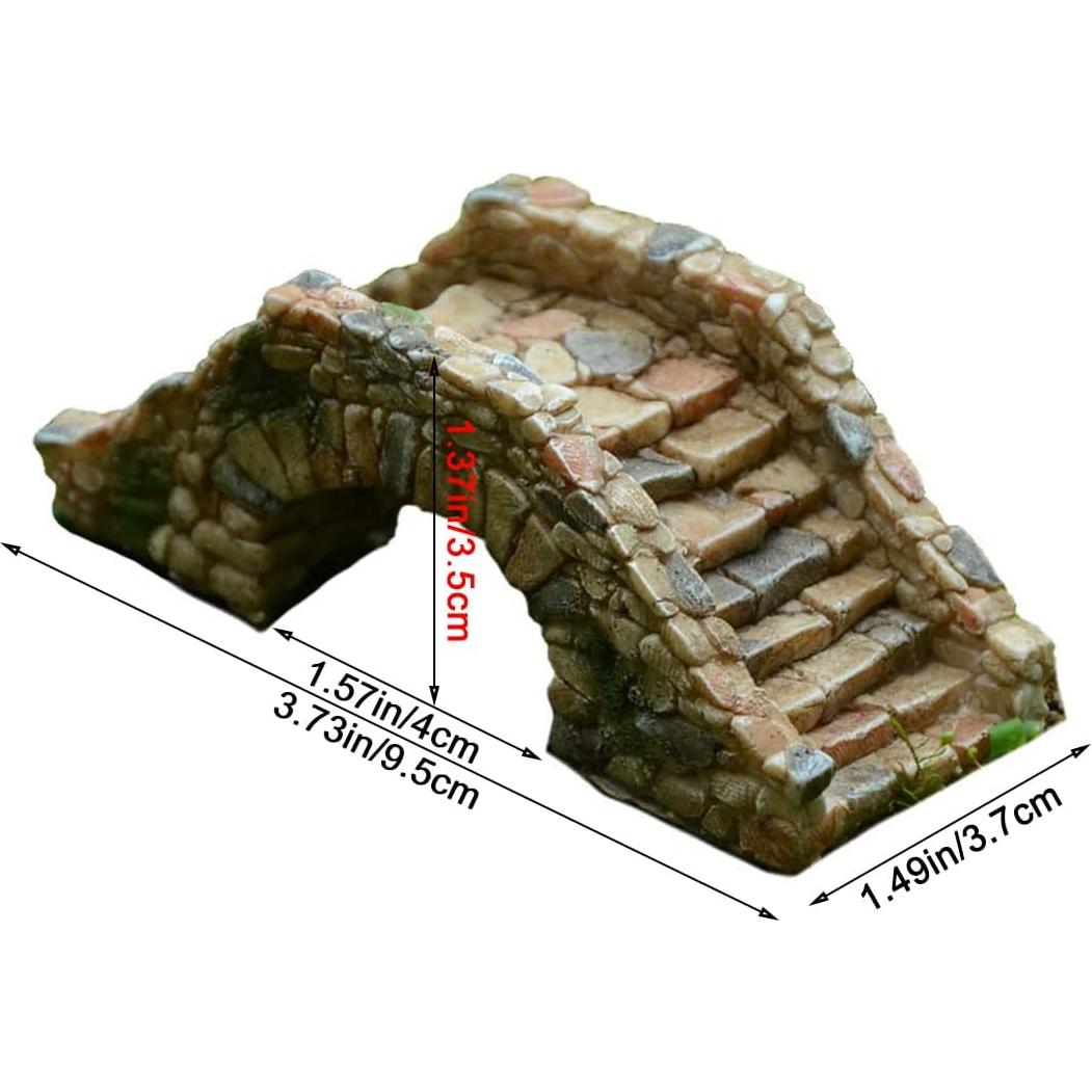Mini Puente de Jardín de Resina MonLiya 9.5cm Decoración Acuario