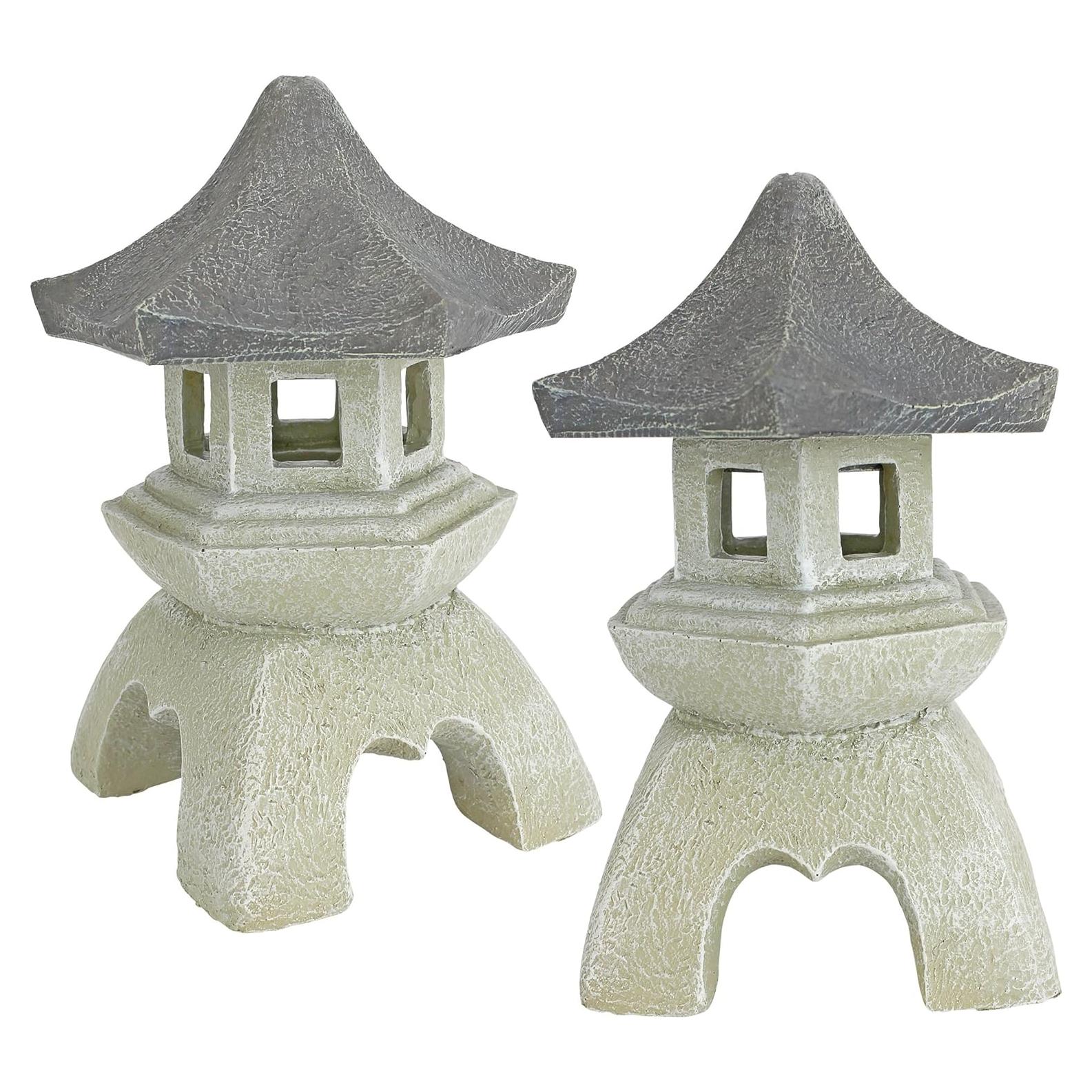 Estatuas de Pagoda Mediana Design Toscano NG729869 - Juego de 2