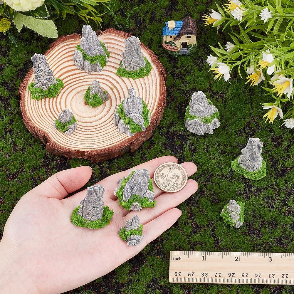 WEBEEDY Mini Decoración de Rocas Zen 15 Piezas Resina Gris