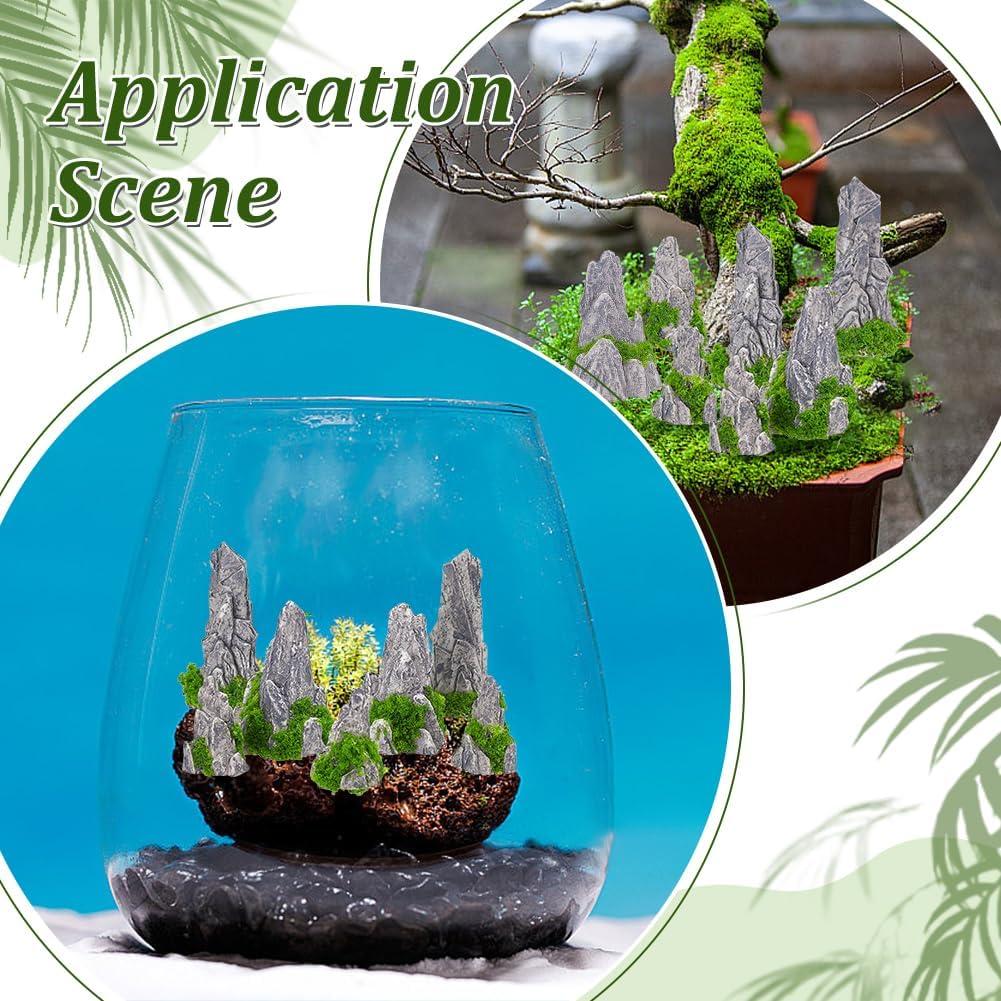 WEBEEDY Mini Decoración de Rocas Zen 15 Piezas Resina Gris