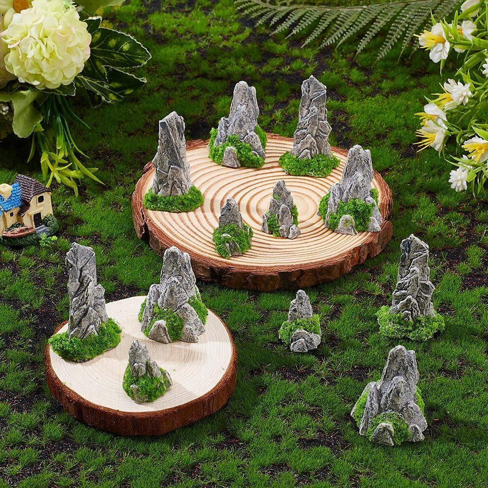 WEBEEDY Mini Decoración de Rocas Zen 15 Piezas Resina Gris