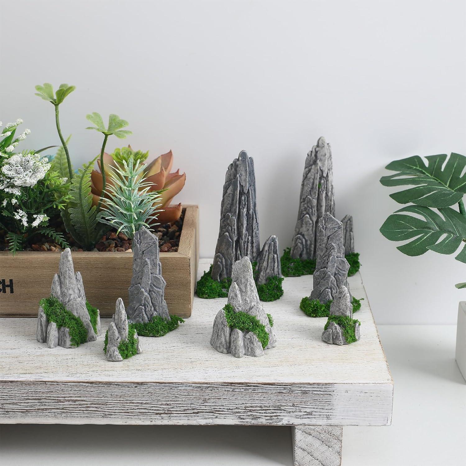 8 Piezas Decoraciones de Rocas Miniatura DOITOOL para Jardín