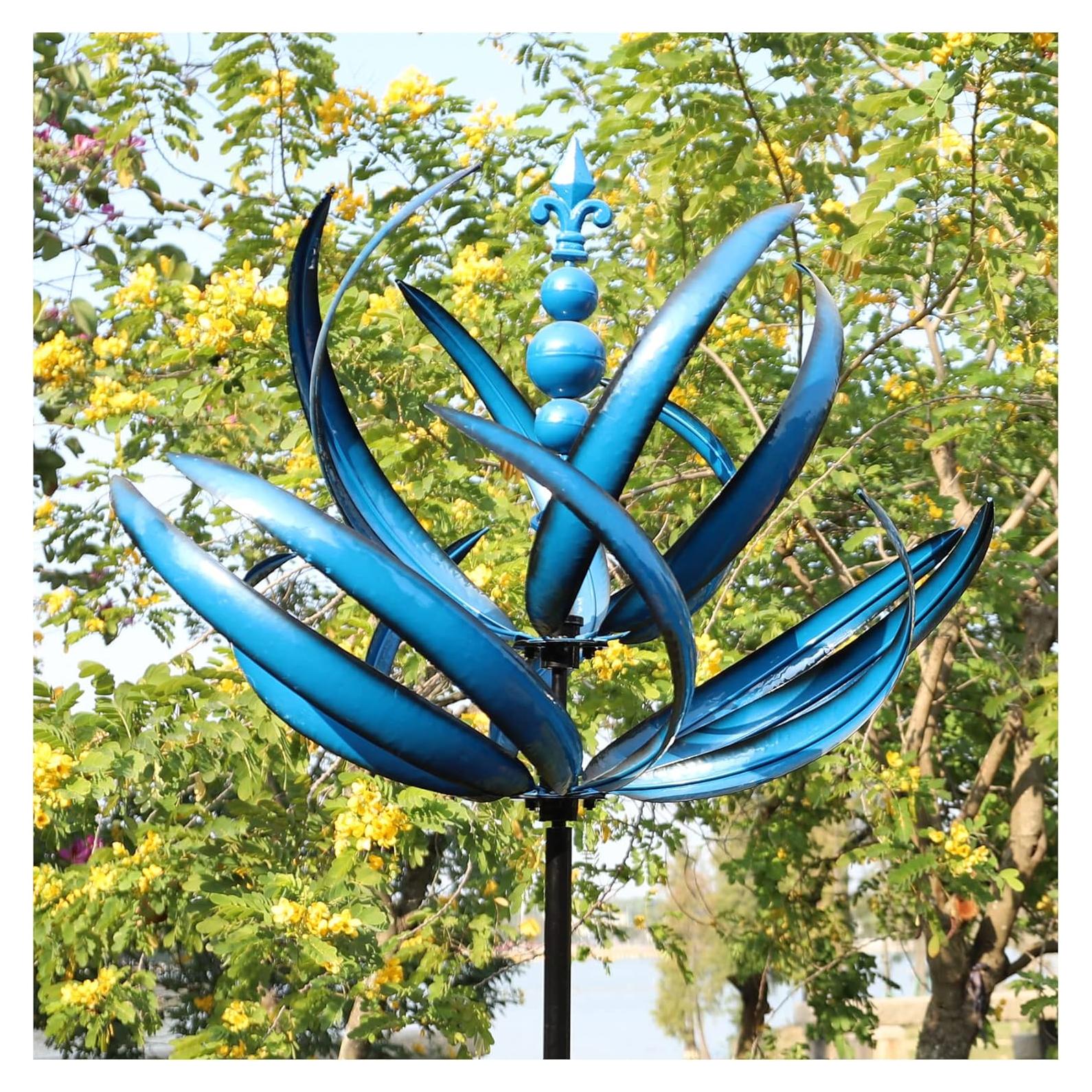 Girador de Viento Cinético LimeHill Loto Azul 68.6x231.1cm