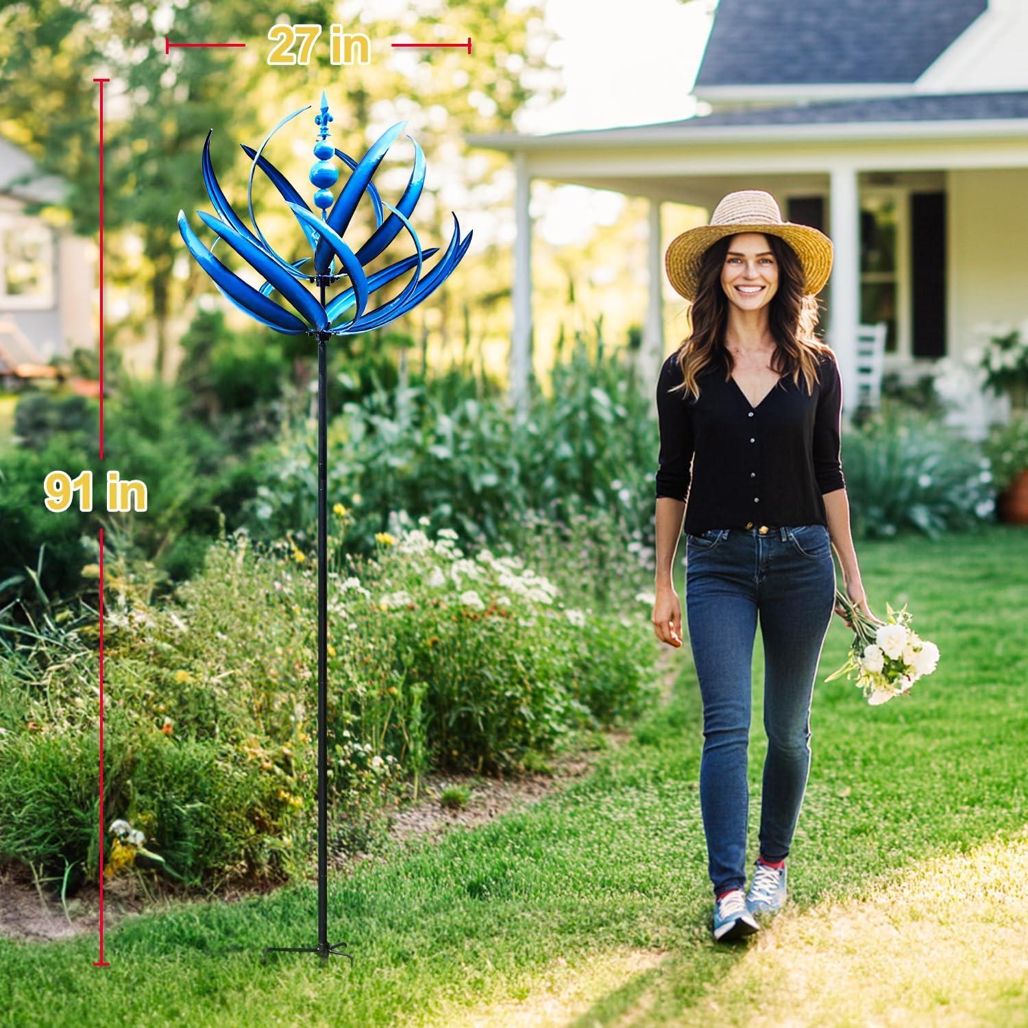 Girador de Viento Cinético LimeHill Loto Azul 68.6x231.1cm