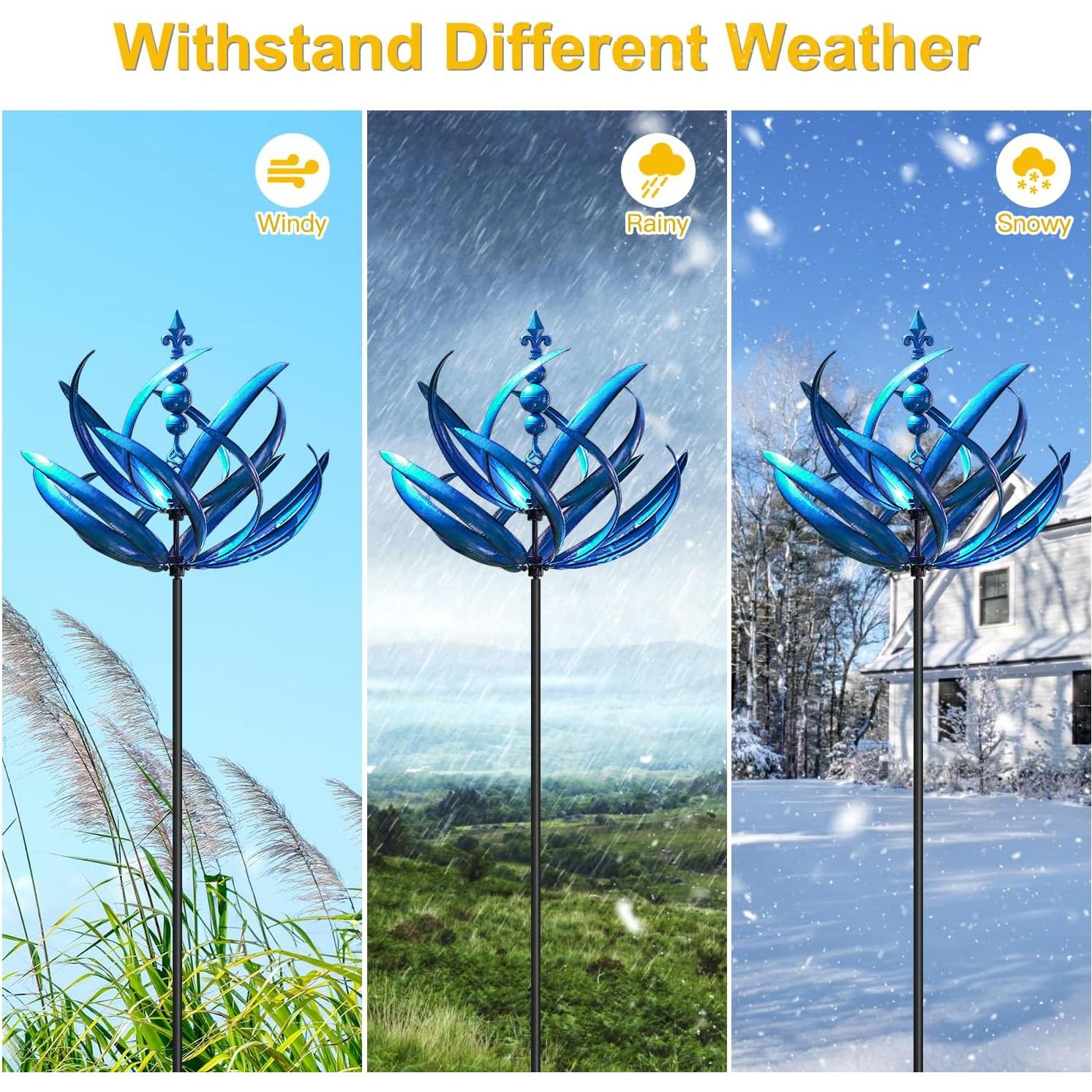 Girador de Viento Cinético LimeHill Loto Azul 68.6x231.1cm