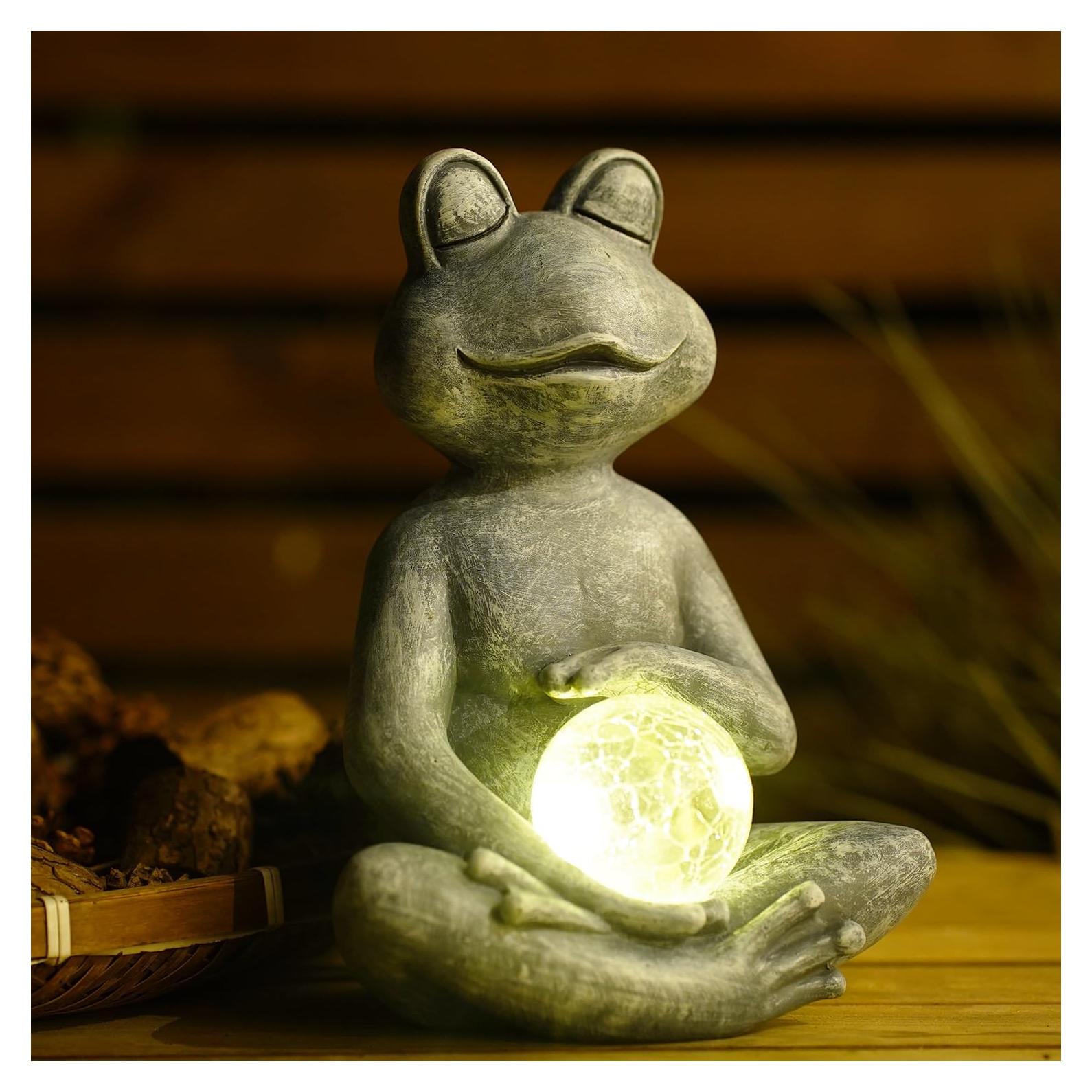 Estatua de Rana Meditadora LED Solar Fashionoda 24.5 cm