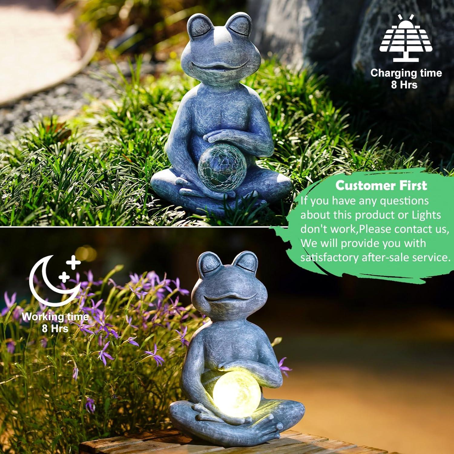 Estatua de Rana Meditadora LED Solar Fashionoda 24.5 cm