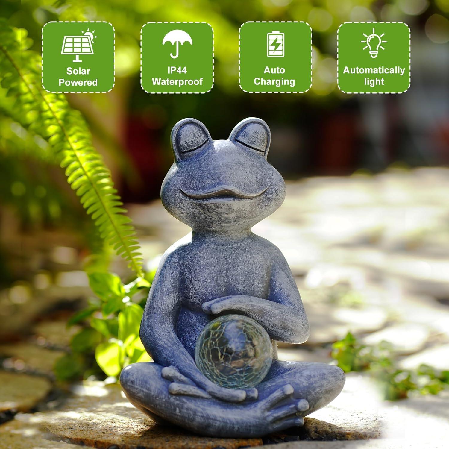 Estatua de Rana Meditadora LED Solar Fashionoda 24.5 cm