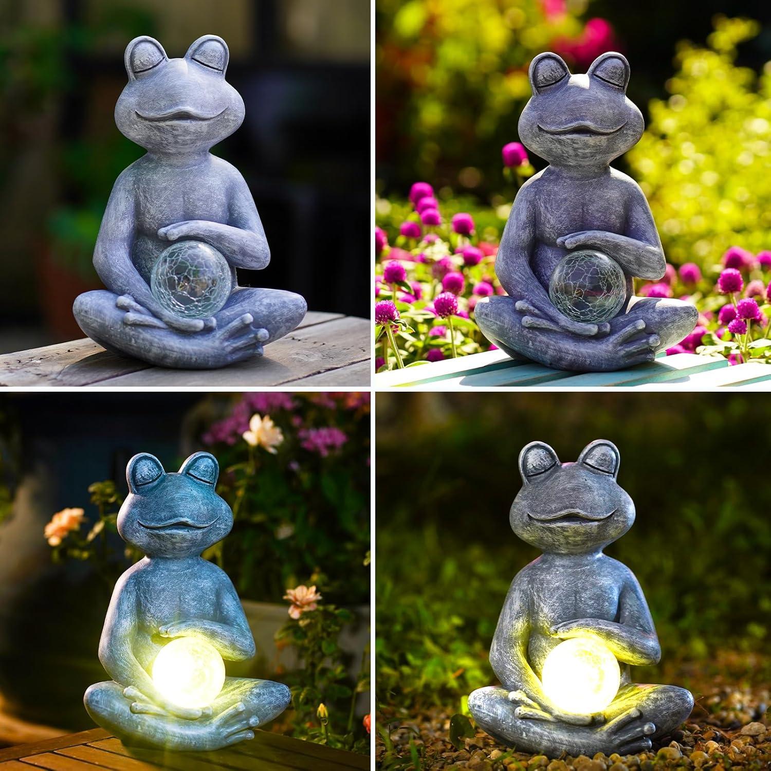Estatua de Rana Meditadora LED Solar Fashionoda 24.5 cm
