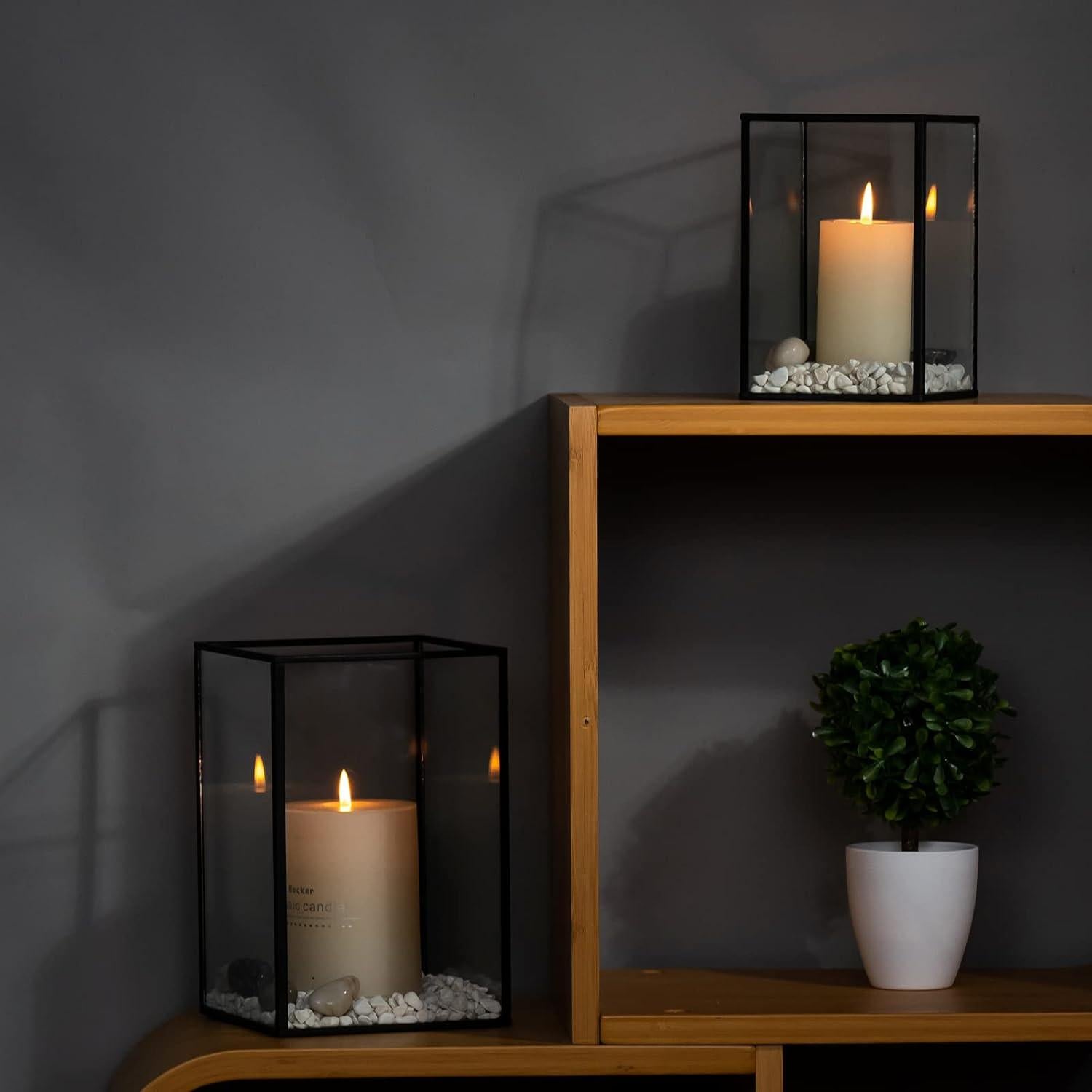 Soporte para Velas Huracán yshengood Set 2 Piezas Vidrio