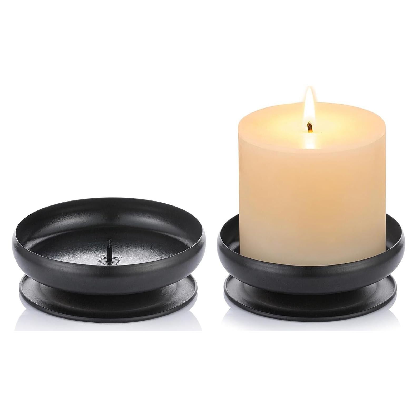 Juego de 2 Soportes de Velas de Pilar NUPTIO Hierro Negro 9cm