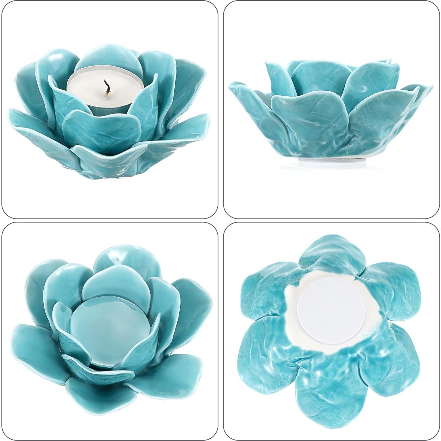 Soporte para Vela de Loto Cerámica OwnMy 11.5 cm Verde