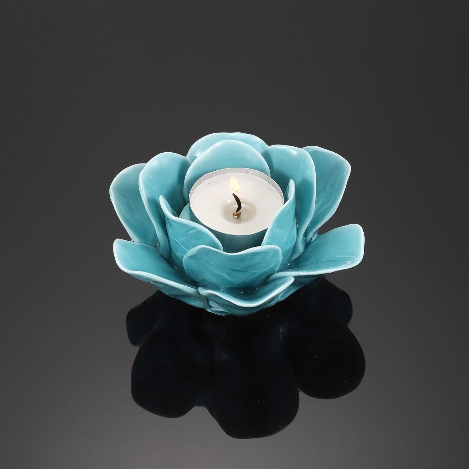 Soporte para Vela de Loto Cerámica OwnMy 11.5 cm Verde