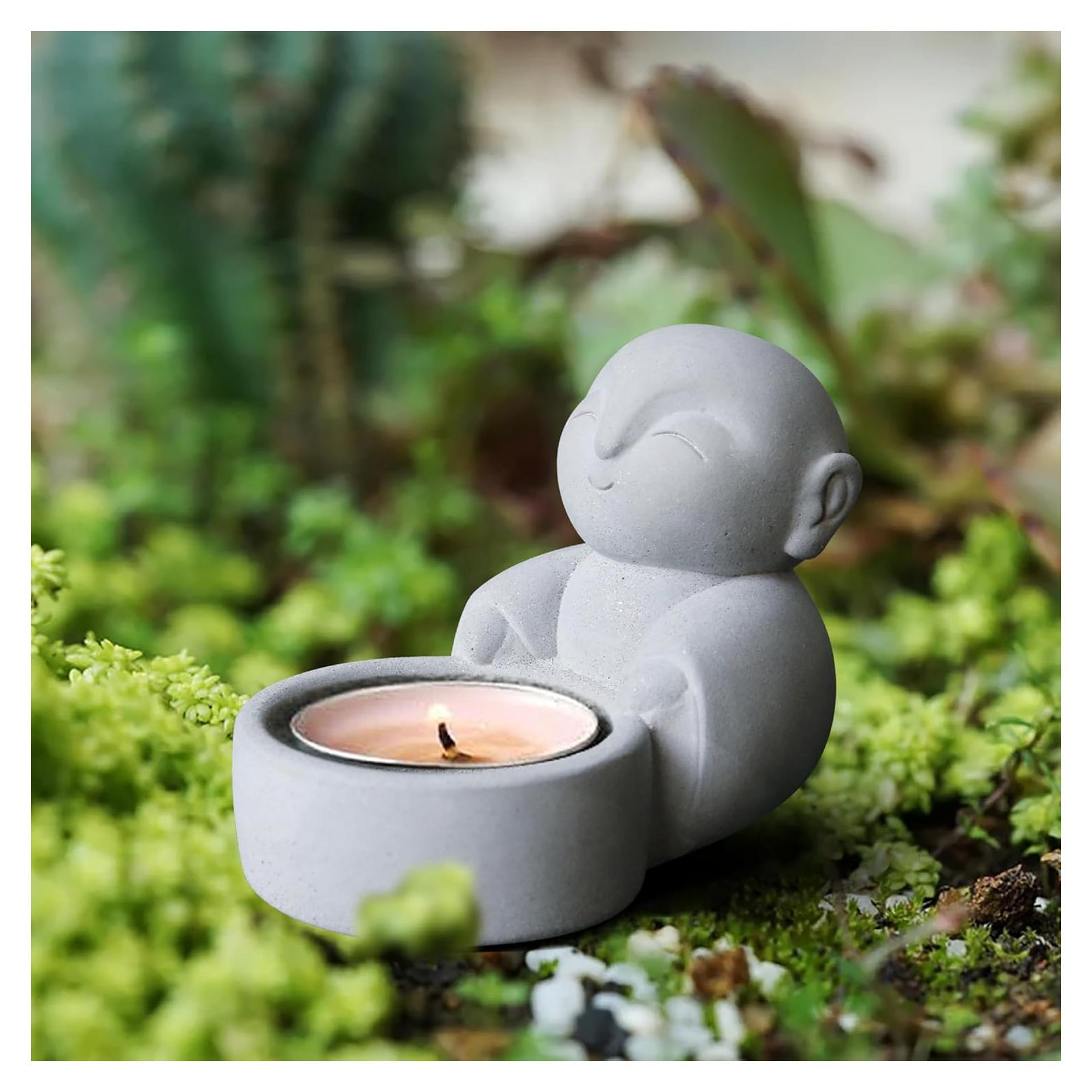 Estatua de Buda Monje Zen con Soporte para Velas 6x7.5cm