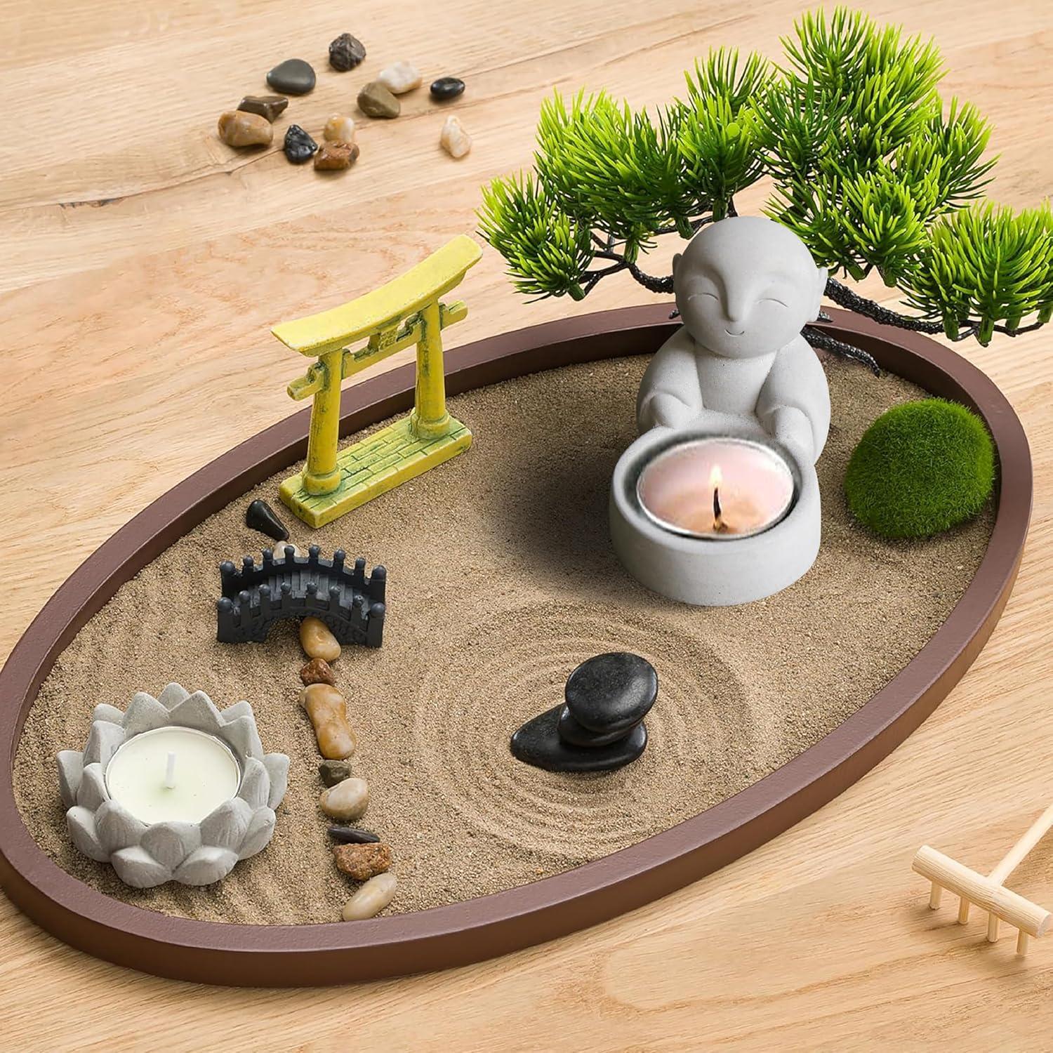 Estatua de Buda Monje Zen con Soporte para Velas 6x7.5cm