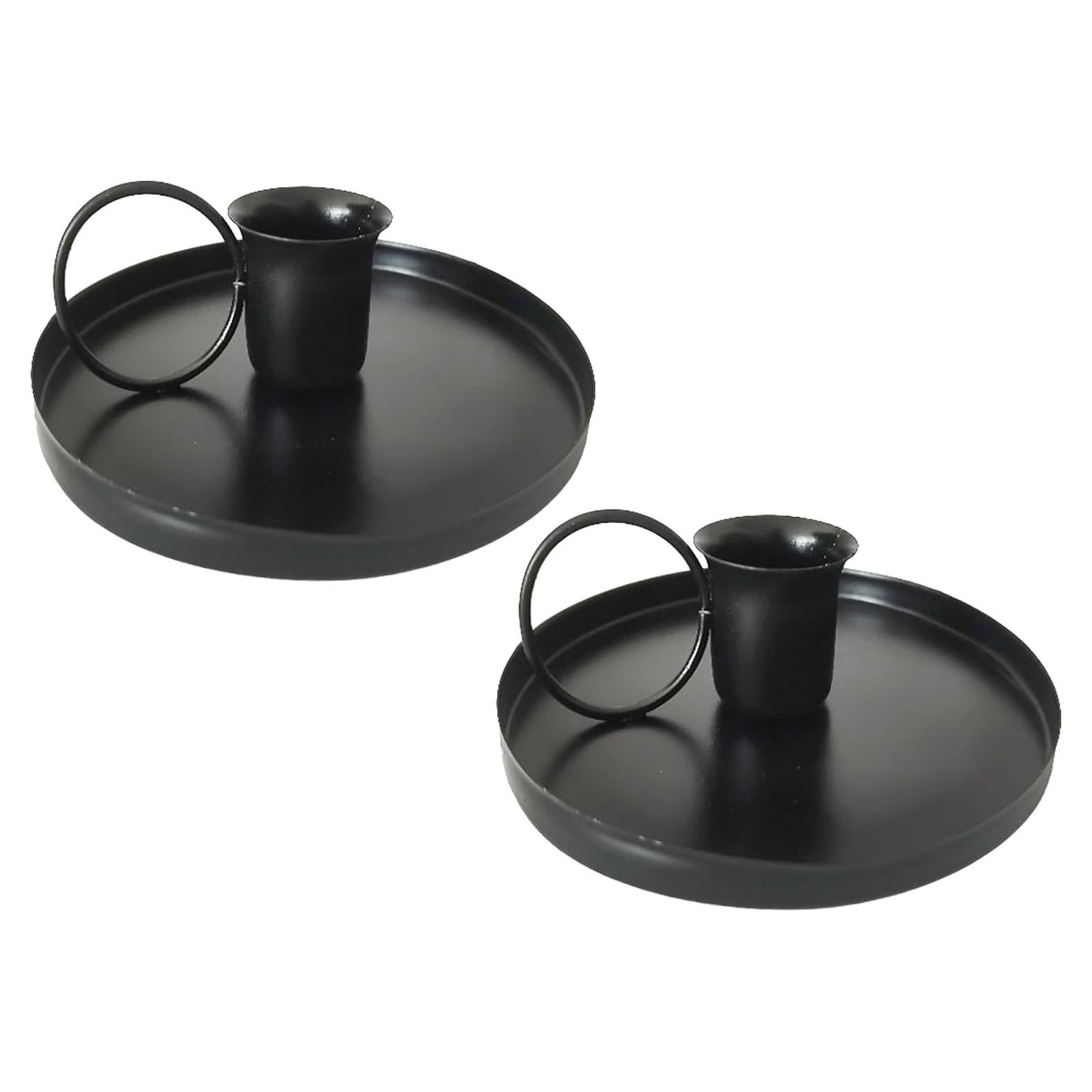 Soporte de Vela de Hierro Negro YIKANGHENG 10 cm - 2 Pcs