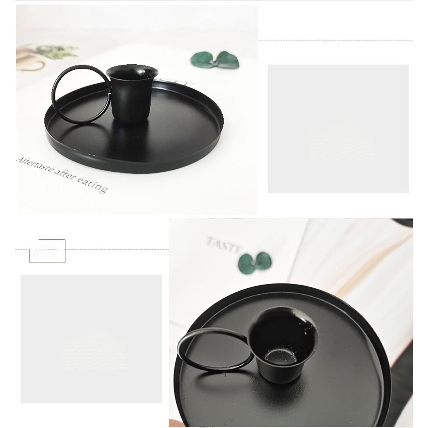 Soporte de Vela de Hierro Negro YIKANGHENG 10 cm - 2 Pcs